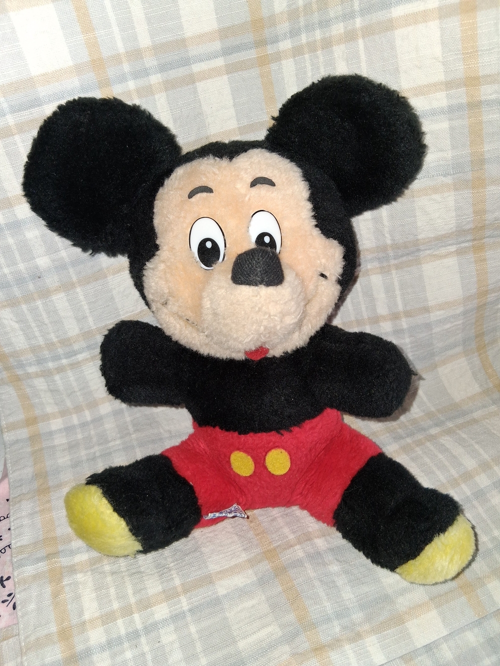 Vintage Black, Red & Yellow Plush Mouse Doll - Kids Toys